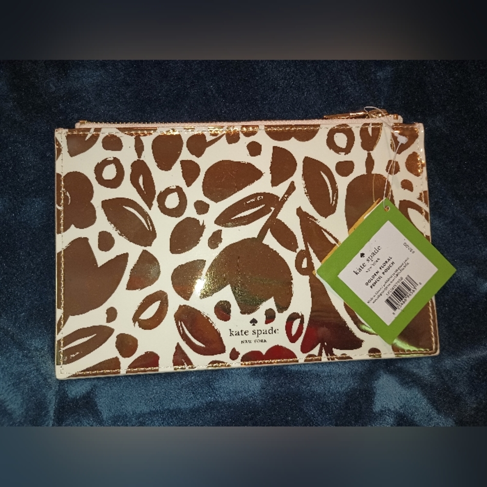Golden Floral Kate Spade Pencil Pouch